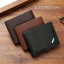 Load image into Gallery viewer, Men's leather short wallet thin wallet foldable minimalist soft leather wallet
