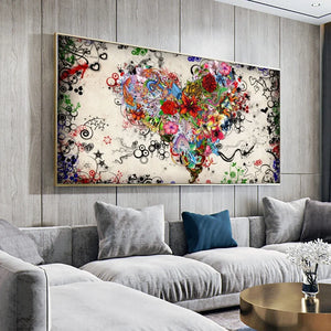 Modern Abstract Line Wall Art - Colorful Flowers - Oil on Canvas Posters and Prints
