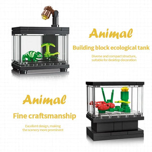 Micro Fish Tank Building Blocks Set - Clownfish & Lobster DIY Educational Bricks Toy