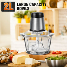 Load image into Gallery viewer, 2L Electric Food Chopper Vegetable Chopper Small Food Processor Meat Grinder Mixer Electric Dicer with 2 Speeds Meat Mincer