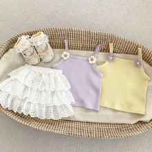 Load image into Gallery viewer, 2-Piece Baby Girl Suspender Set - Summer Tank Top &amp; Lace Princess Skirt, 0-3 Years