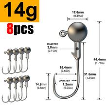 Load image into Gallery viewer, JYJ 1g 2g 3g 4g 5g 10g 20g 22g 25g 28g crank Jig head hook fishing hook head Jig lure hard bait soft worm jig hook for fishing