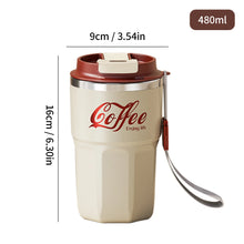 Load image into Gallery viewer, WORTHBUY Coffee Mug With Lid&amp;Handle 304 Stainless Steel Tea Milk Coffee Cup Double Wall Insulated Anti Scalding Drinking Cup