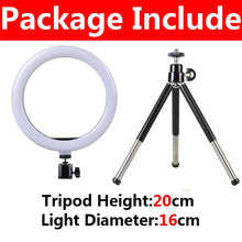 Load image into Gallery viewer, 10 inch LED Selfie Ring Light Dimmable Photography Fill Lamp with Mini tripod for Mobile Phone Live Video Photo Studio Ringlight