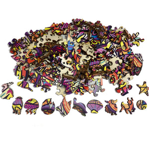 Mysterious Cat Wooden Puzzle: Educational Interactive Toy Gift"
