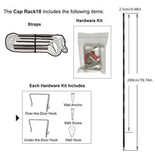 Load image into Gallery viewer, Over Door Cap Rack - Baseball Hat Organizer with Hook, Closet Storage Display