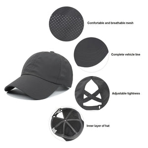 Ponytail Mesh Bucket Hat  Breathable, Sun Protection