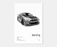 Load image into Gallery viewer, Black and White Japan Cars Luxury Super Sport Car Poster Aesthetic R34 Gtr 240sx Canvas Print for Wall Art Garage Room Decor