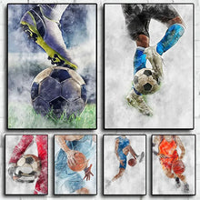 Load image into Gallery viewer, Football Basketball Poster Canvas Painting – Modern Sports Wall Art