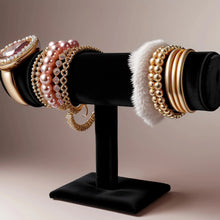 Load image into Gallery viewer, Single Tier Velvet T-Bar Jewelry Display Stand Bracelet Watch Holder Organizer