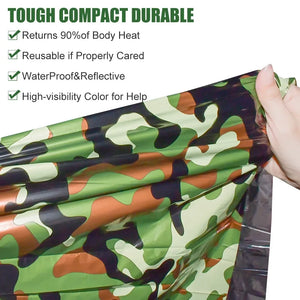 Emergency Camo Sleeping Bag - Waterproof Survival Outdoor Camping Hiking