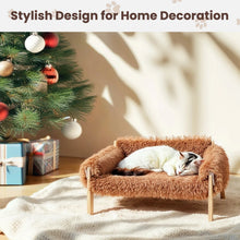Load image into Gallery viewer, Large Cat Bed Sturdy Wooden Leg Raised Plush Cat Sofa Bed Kitten Bed for Indoor Cats - Soft Cat Couch