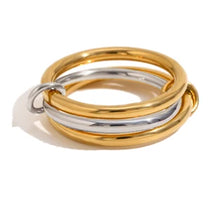 Load image into Gallery viewer, A Niche Two-Color Four-Ring Copper Jewelry Ring, Hypoallergenic, Ins Style, Stacking Artifact, Suitable For Young Wome Jewelry