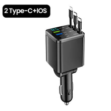 Load image into Gallery viewer, NEW Upgraded Retractable Car Charger 5 in 1, 69W Fast Charging PD30W+2.4A Voltage Display Dual Cables for iPhone &amp; Android