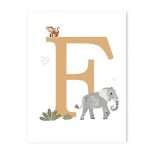 Load image into Gallery viewer, Customized Baby Name Poster Jungle Animals Lion Zebra Elephant Canvas Painting Kis Bedroom Wall Art Print Pictures Nursery Decor