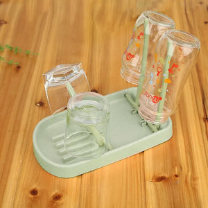Green Portable Multifunctional Baby Bottle Drying Rack with Removable Drainage Stand
