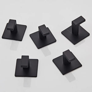 Self-Adhesive Black Wall Hooks: Key, Clothes, and Towel Organizer Set