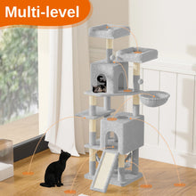 Load image into Gallery viewer, 158cm Multi-Level Cat Tree with Scratching Board &amp; Post - Stable Cat Tower with Perch, Large Pet Playhouse