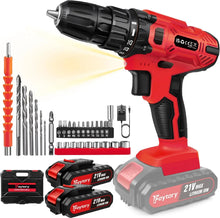 Load image into Gallery viewer, 21V Cordless Drill,45Nm Electric Screwdriver Set with 29PCS Accessories, 2 Variable Speed for Home DIY Project Kit