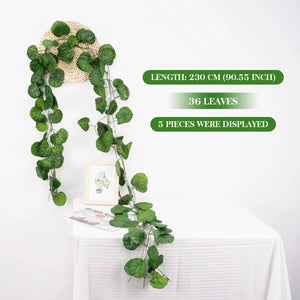 2.1M Green Ivy Leaf Hanging Vine Artificial Garland – Silk Wall Plant Home Garden Decoration Wedding Party DIY Fake Wreath Leaves
