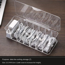 Load image into Gallery viewer, The transparent plastic Data Cable Storage Box household cable MobilePhone Charger Charging Cable Finishing Box Divided Grid Box