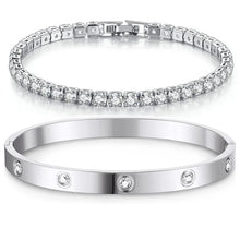 Load image into Gallery viewer, Stackable Gold Tennis Bracelets for Women 14K Gold Plated CZ Jewelry