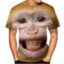 Load image into Gallery viewer, New casual men's new 3D design spoof gorilla funny monkey T-Shirt Funny pout monkey 3D printing Summer Short Sleeve Shirt Kids