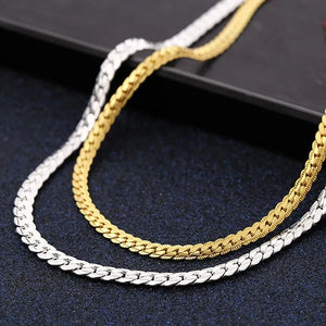 Silver & Gold 6mm Chain Bracelet Necklace Set Fashion Jewelry Wedding Party