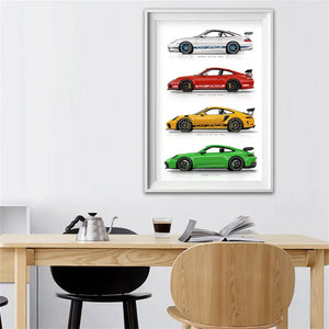 911 GT3 RS Supercar Poster Canvas Print Frameless Wall Art Gift for Car Lovers