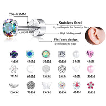 Load image into Gallery viewer, 2PCS/Set Stainless Steel Heart Moon Earbone Stud Screw Ball Stud Earrings for Women Fashion Ear Tragus Cartilage Body Piercing