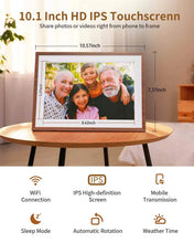 Load image into Gallery viewer, Frameo 10.1 Inch Digital Picture Frame，WiFi Electronic Frame，1280 * 800IPS HD Cloud Smart Digital Photo Frame,32GB Storage, Wall