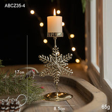 Load image into Gallery viewer, Christmas Golden Wrought Iron Candlestick Star Elk Christmas Tree Candle Holder Merry Christmas New Year Table Decoration