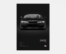 Load image into Gallery viewer, Black and White Japan Cars Luxury Super Sport Car Poster Aesthetic R34 Gtr 240sx Canvas Print for Wall Art Garage Room Decor