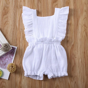 Toddler Baby Girls Rompers Ruffle Sleeve Solid Romper Jumpsuit Outfit Clothes Snowsuit