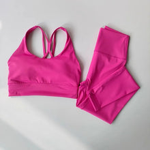 Load image into Gallery viewer, Women Breathable Yoga Set 2pcs Sport Suit Gym wear Workout Clothes Gym Crop Top High Waist Legging Fitness Bra Set Sports Suits