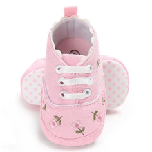 Load image into Gallery viewer, Meckior Newborn Baby Girl Flower Canvas Shoes Non-slip Infant First Walkers