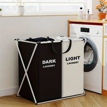 Load image into Gallery viewer, 1 PC Large Laundry Hamper 3 Sections Divided Laundry Basket Foldable Washing Bin Dirty Cloth Storage Bag