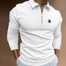 Load image into Gallery viewer, Men Clothes New Long Sleeve Zipper Stripe Polo Shirt Casual Men Polo Shirt Tops Polo Shirt Fashion Men Slim Sport Polo Shirt