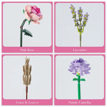 Load image into Gallery viewer, Mini Pink Rose Lavender Building Block Flower Bouquet Home Decor Toy Kit