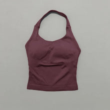 Load image into Gallery viewer, HISTELLO Impact Halter Top Seamless Longline Strappy Gym Top Women Built-in Bra Removable Cups Activewear Yoga Tank Tops