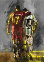 Load image into Gallery viewer, Messi &amp; Ronaldo Canvas Art – Football Star Wall Decor, Home Decoration Gift