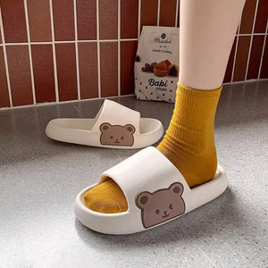 New Women's Thick Sole Sandals: Cute Cartoon Quick-Drying Slippers Indoor/Outdoor