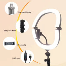 Load image into Gallery viewer, 10-Inch LED Ring Light Foldable with 1.1m Tripod Stand +O-Clamp,3 adjustable lighting modes for Photography, Live Stream, Makeup
