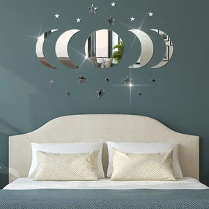 20pcs Acrylic Star Moon Wall Sticker Decorations for Living Room Bedroom Home