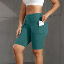 Load image into Gallery viewer, CHRLEISURE Women Solid Yoga Shorts with 3 Pockets High Waist Butt Lifting Workout Tights Gym Elastic Cycling Shorts Activewear