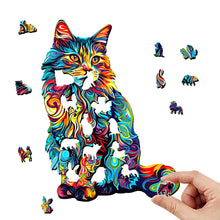 Load image into Gallery viewer, Wooden puzzle Cat Gift Box Exquisite Gift Irregular animal shape puzzle personalized A3A4A5 Gift Family interaction