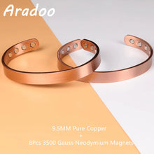 Load image into Gallery viewer, ARADOO Magnetic Pure Copper Bracelet Minimalist Cuff Bangle for Men Women