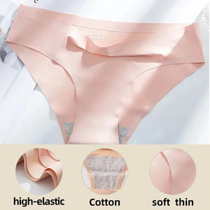 Women's Traceless Panties Set Ice Silk Smooth Underwear Low Waist L XL 2XL