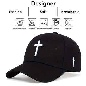 Unisex Cross Embroidery Snapback Baseball Cap Outdoor Adjustable Casual Sun Hat