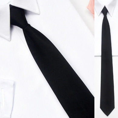 Black Clip-on Security Tie for Men, Women & Students – Simple Matte Tie for Doorman